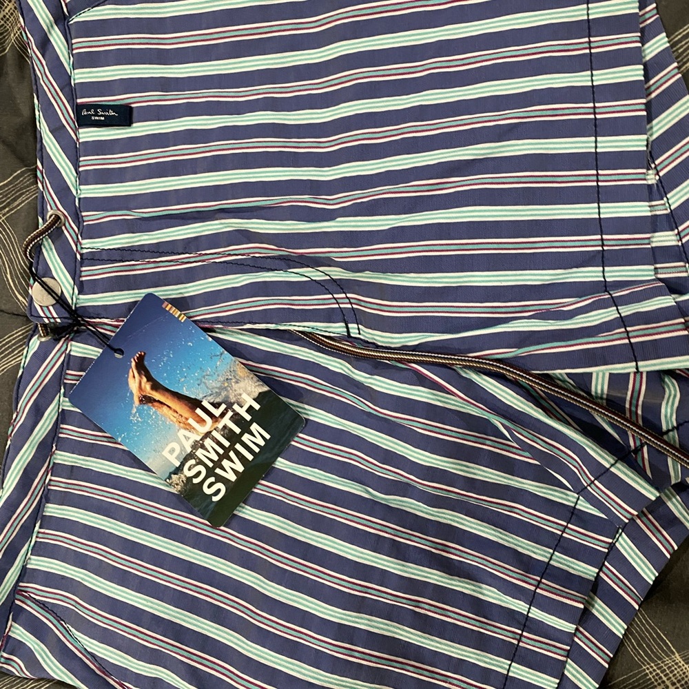 Paul Smith Blue and Green Striped Board Shorts